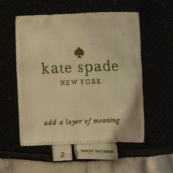 Kate Spade Dorothy Coat Bow Neck Black Wool Mod Mid Century Retro Classic jacket - Picture 7 of 15